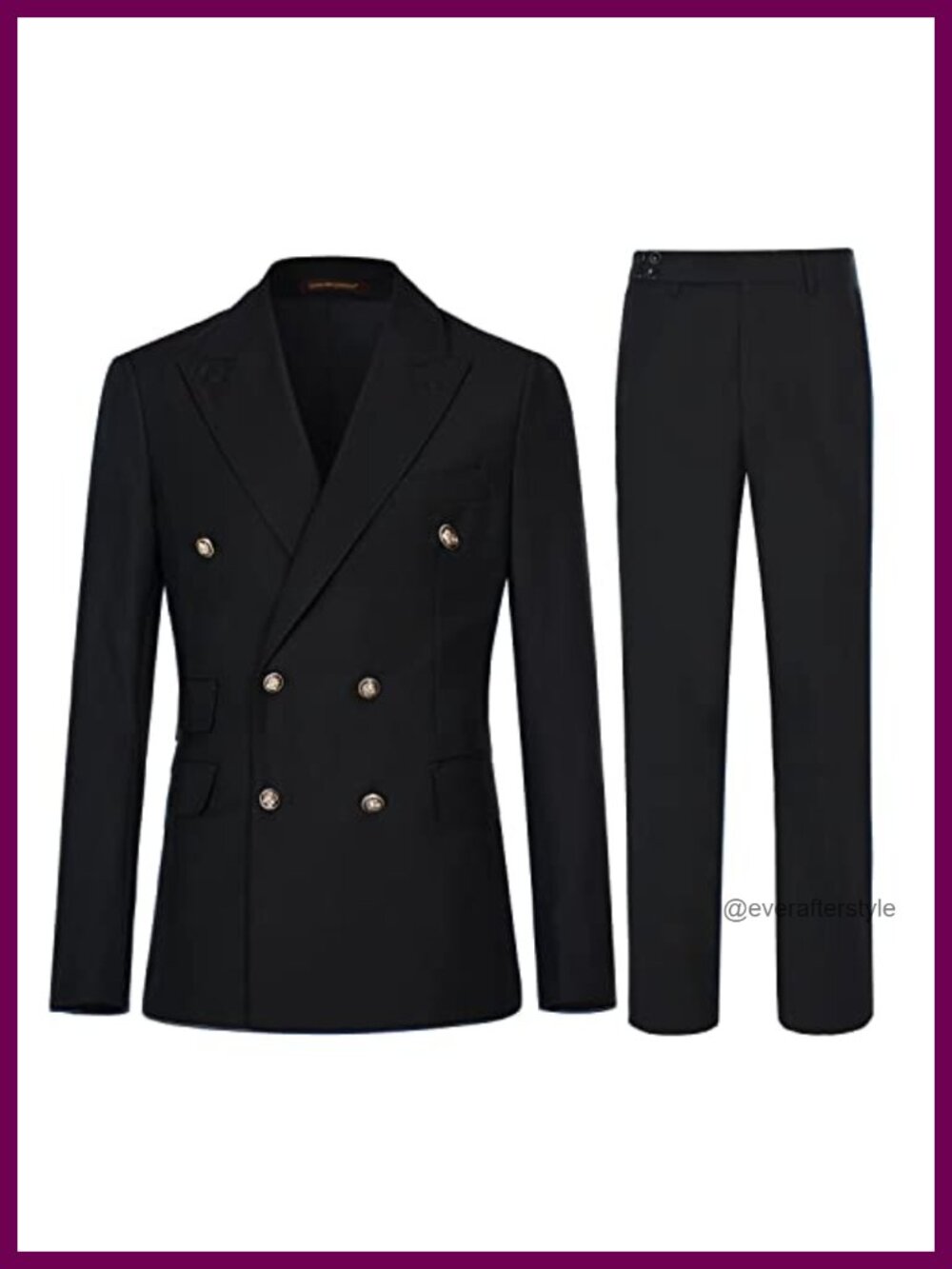 Men's Slim Fit 2-Piece Double Breasted Suit Set with Blazer & Pants